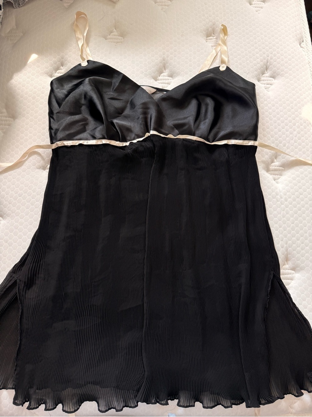 34. Black Slip Dress with Ivory Trim size 22/24